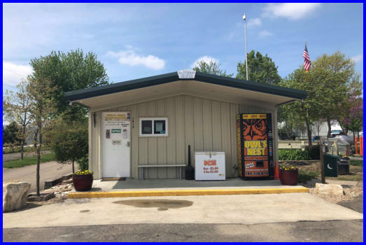Owlsnest Campground's modern office building, constructed with durable steel.